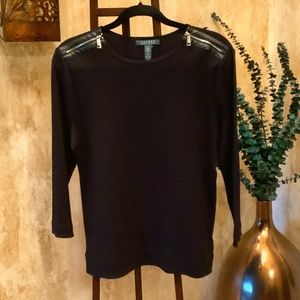 Lauren Ralph Lauren black 3/4-sleeve XL knit top.
